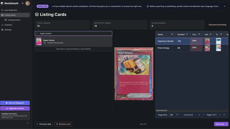 NeoSatoshi ‑ TCG Card Scanner