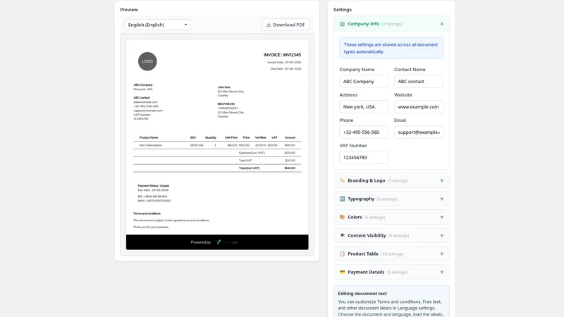 VeyzaDocs ‑ PDF Invoice