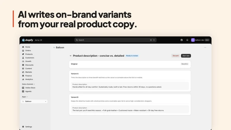 Balloon: AI A/B Testing & CRO