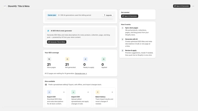 StoreHQ: AI Title & Meta