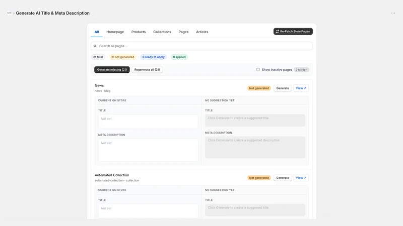 StoreHQ: AI Title & Meta