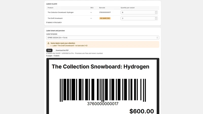 LabelRun: Barcode Labels
