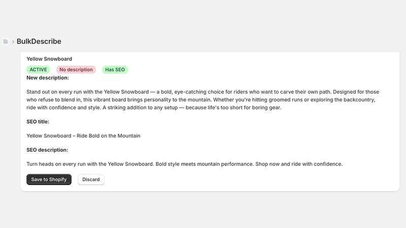 BulkDescribe: AI Descriptions
