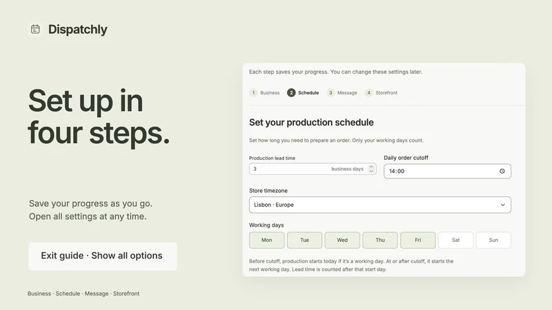 Dispatchly: Dispatch Dates