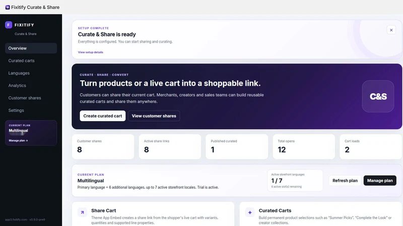 Fixitify Curate & Share Carts