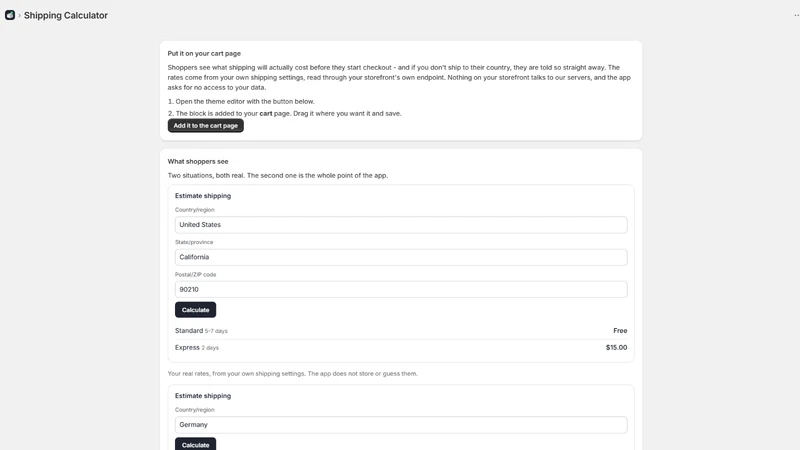 sK Shipping Calculator