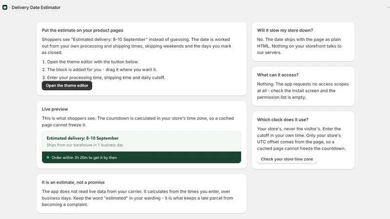 sK Delivery Date Estimator