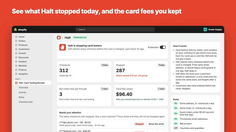 Halt: Card Testing Blocker