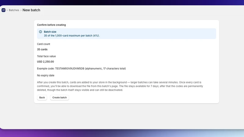 B2B Gift Card Generator
