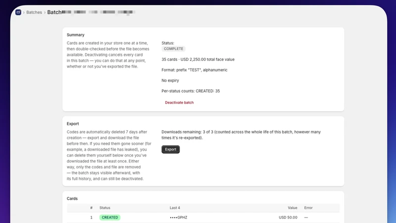 B2B Gift Card Generator