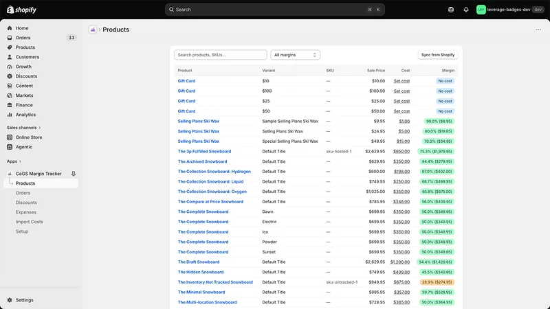 COGS Margin Tracker x ia.