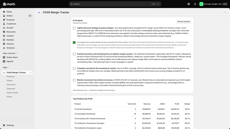 COGS Margin Tracker x ia.