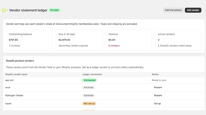 VendorFlow: Vendor Statements