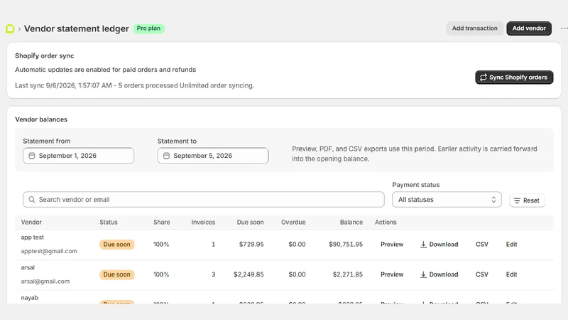 VendorFlow: Vendor Statements