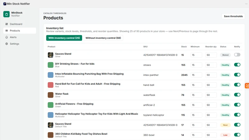 Wbify Inventory Alerts