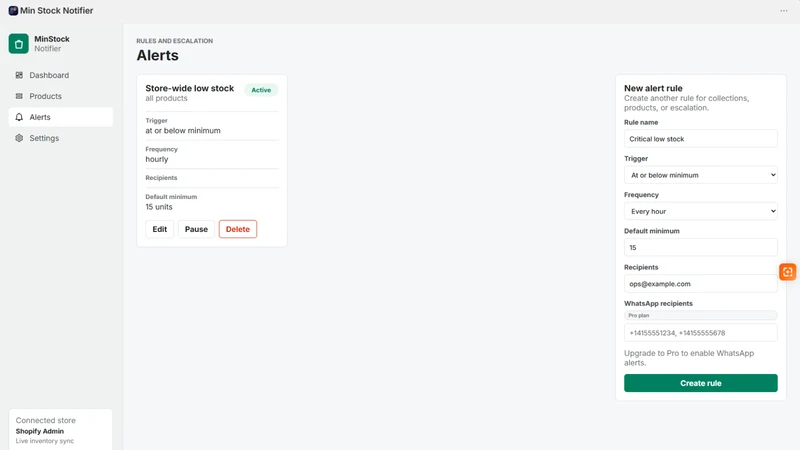 Wbify Inventory Alerts
