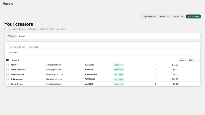 Seedr Influencers & Affiliates