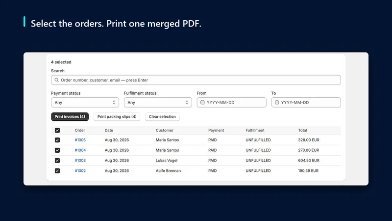 Reamly: Invoice & Packing Slip