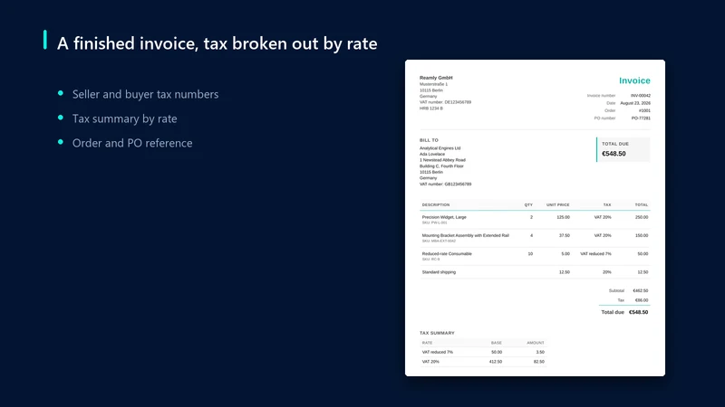 Reamly: Invoice & Packing Slip