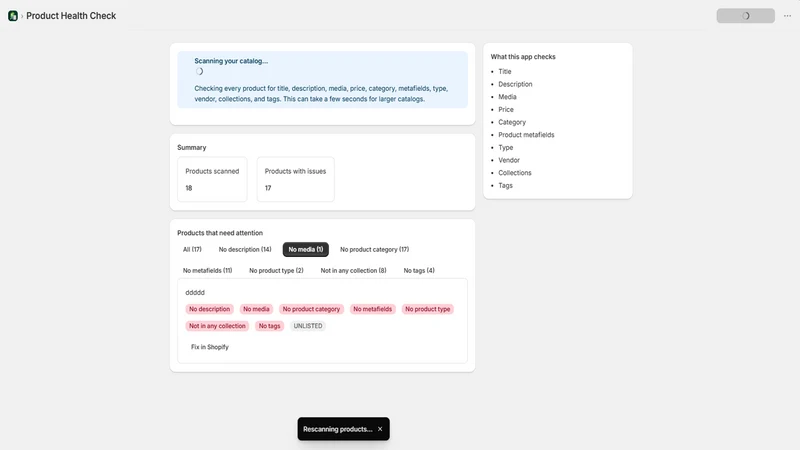 Product Health Check