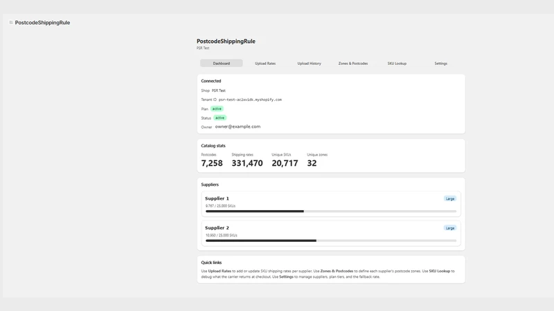 PSR Postcode Shipping Rule