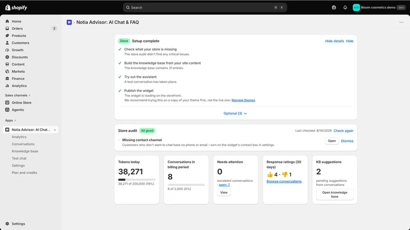 Notia Advisor: AI Chat & FAQ