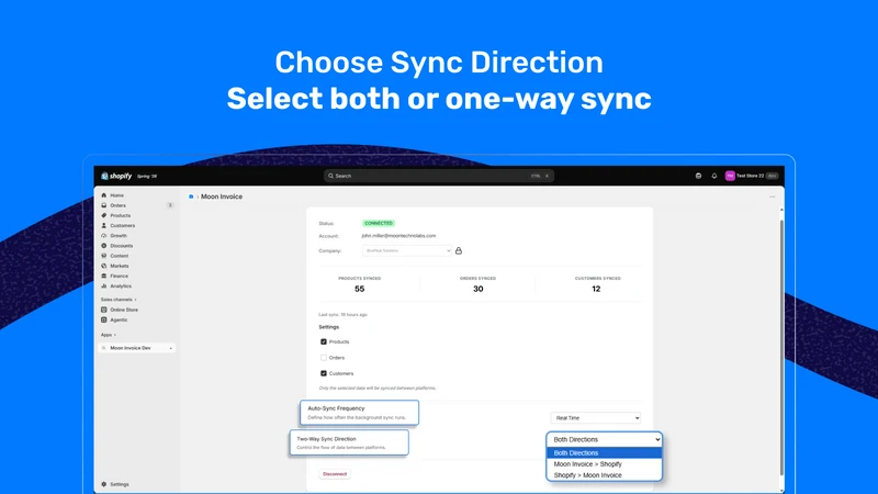 Moon Invoice ‑ Data Sync