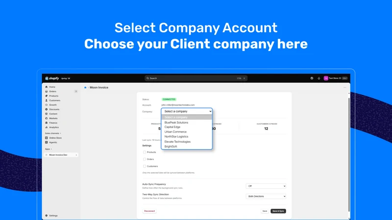 Moon Invoice ‑ Data Sync