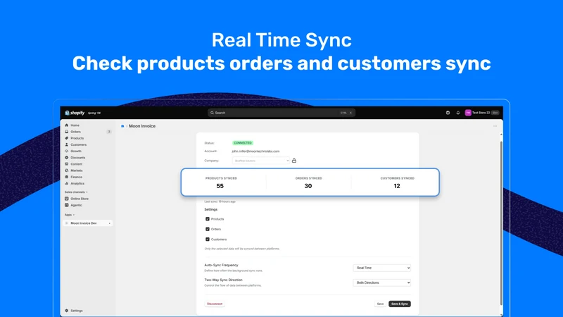 Moon Invoice ‑ Data Sync