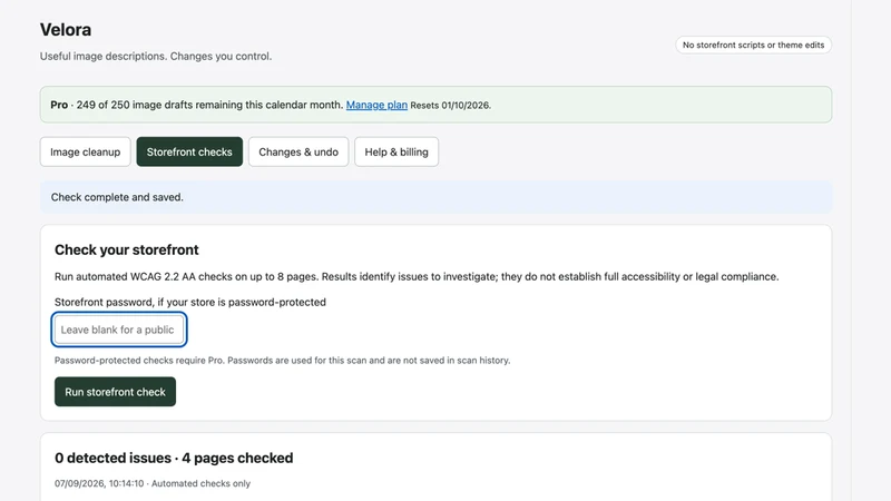 Velora: Audit & Alt Text