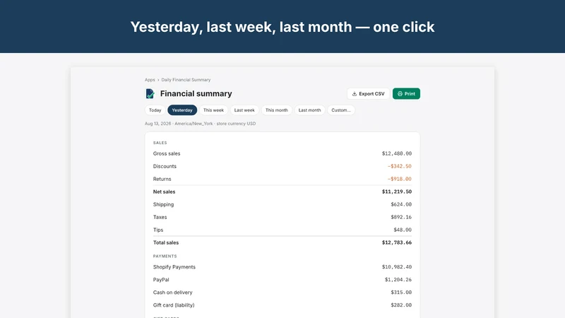 Suma: Daily Finance Report