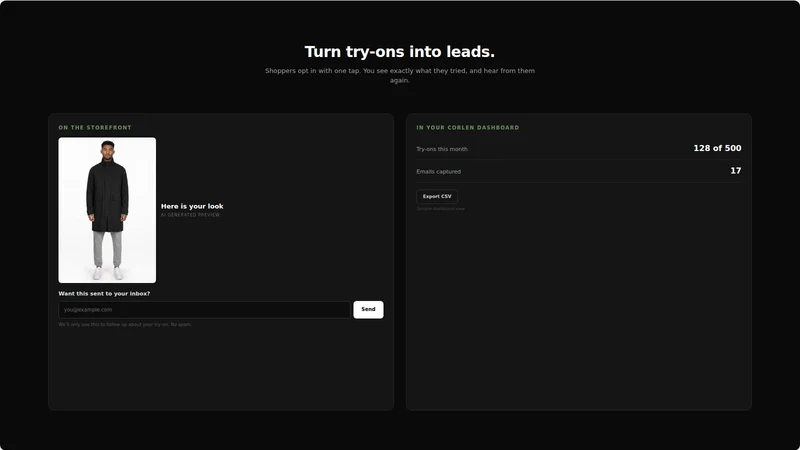 Corlen AI Virtual TryOn & Size