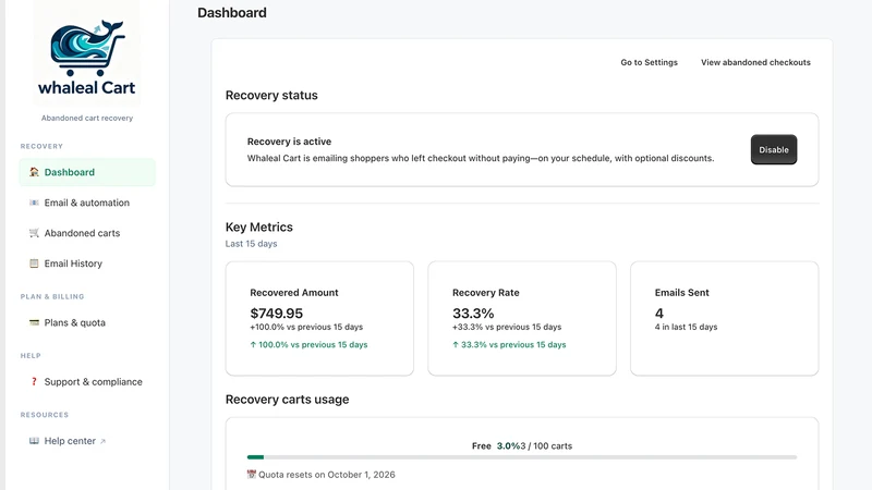 Whaleal Cart: AI Cart Recovery