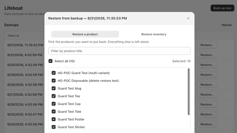 Lifeboat ‑ Backup & Restore