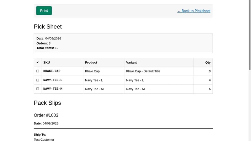 Picksheet