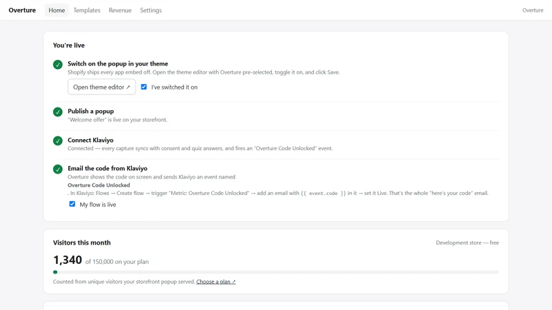 Overture: Story & Quiz Popups