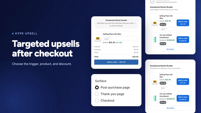 Hype Post Purchase Upsell