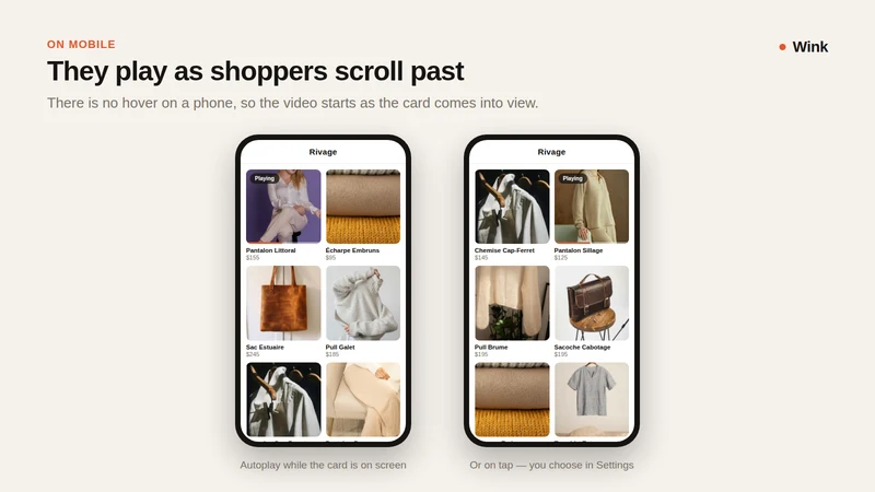 Wink: Product Video on Hover