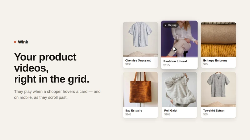 Wink: Product Video on Hover