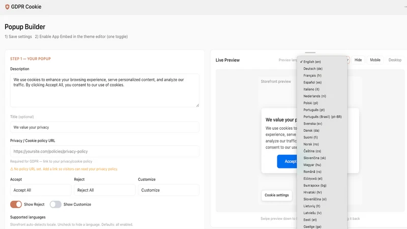ConsentGo ‑ GDPR Cookie Banner