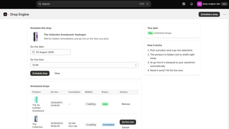 Drop Engine ‑ Product Launches