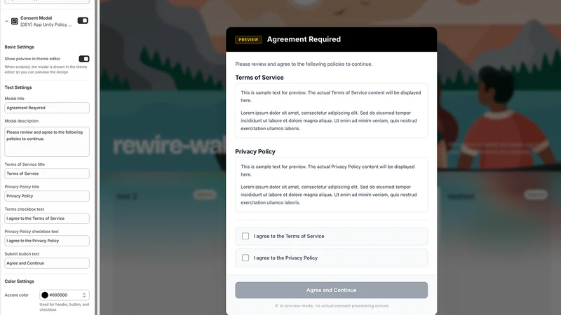App Unity Policy Consent