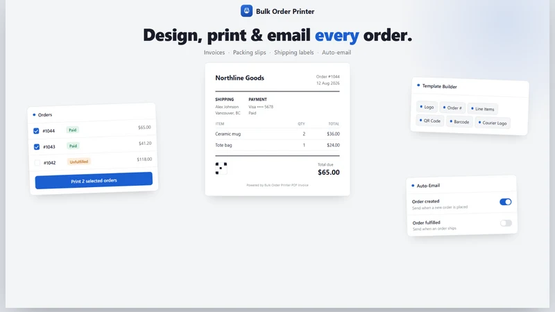 Bulk Order Printer PDF Invoice