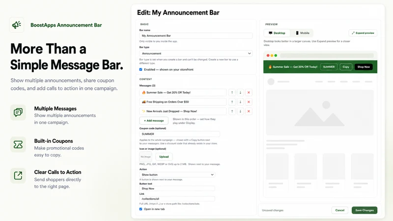 BoostApps Announcement Bar