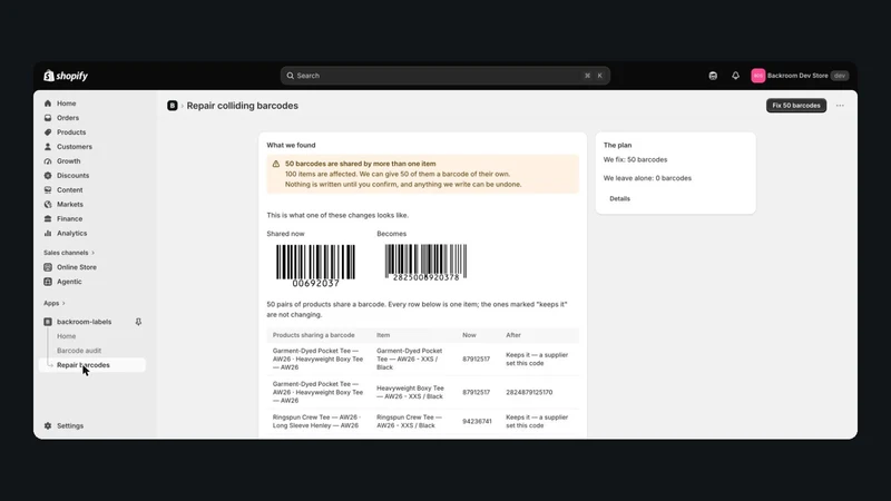 Backroom Labels: Barcode Audit