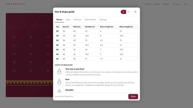 Drape Sizing