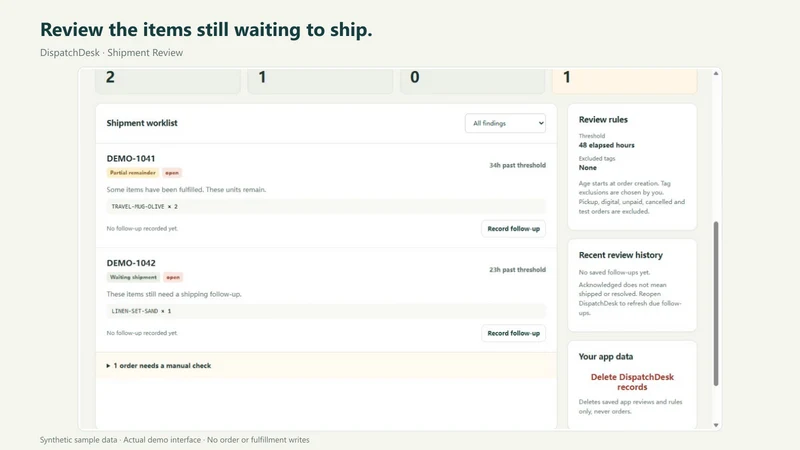 DispatchDesk: Shipment Review