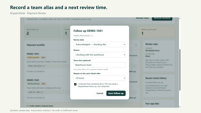DispatchDesk: Shipment Review