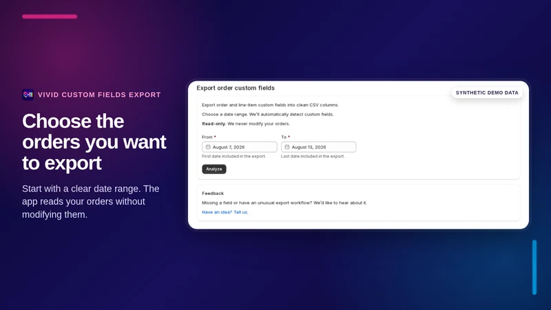 Vivid Custom Fields Export