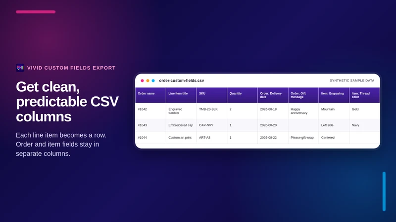 Vivid Custom Fields Export
